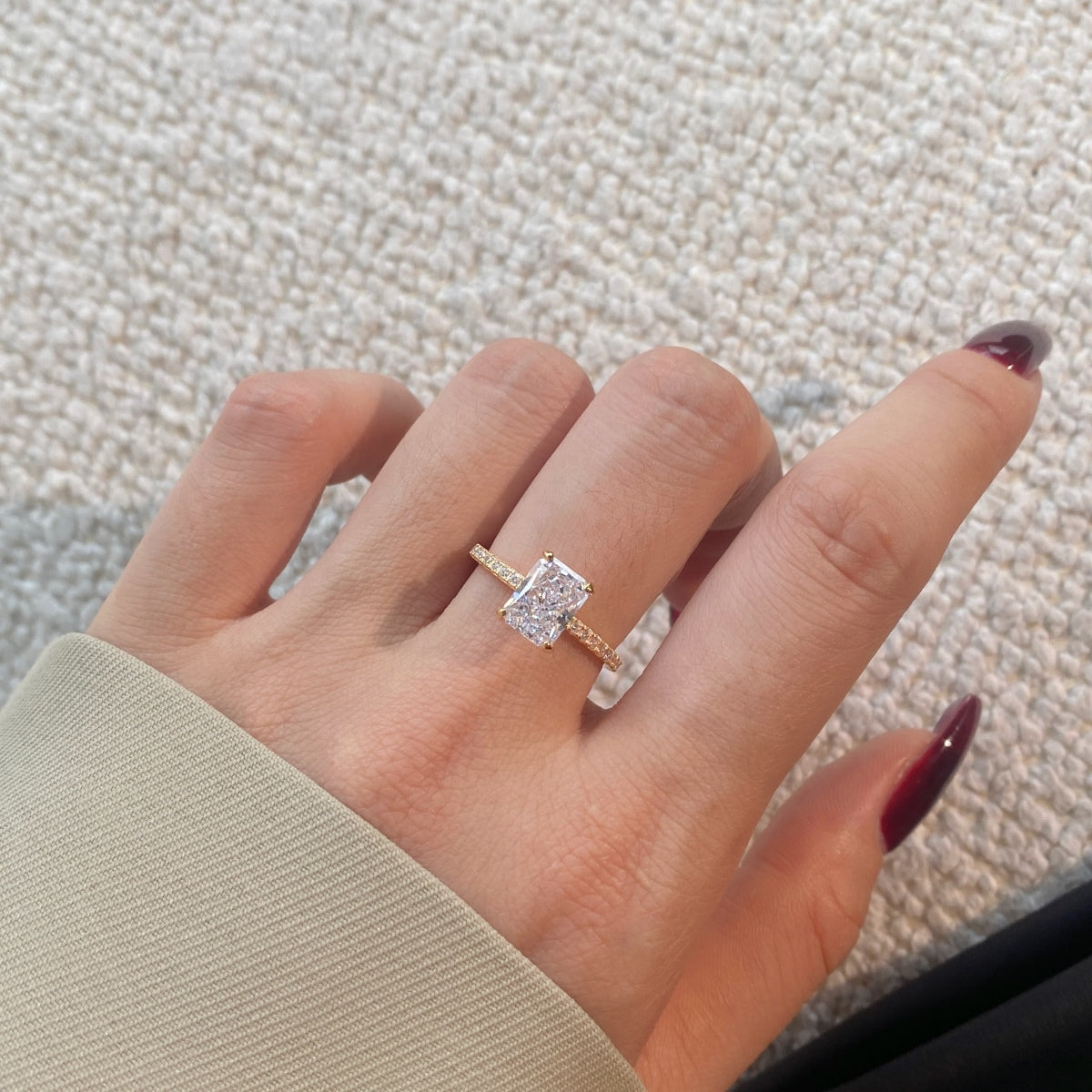 [Elite]2.0 Carat Dazzling Sparkling Radiant Cut Party Ring