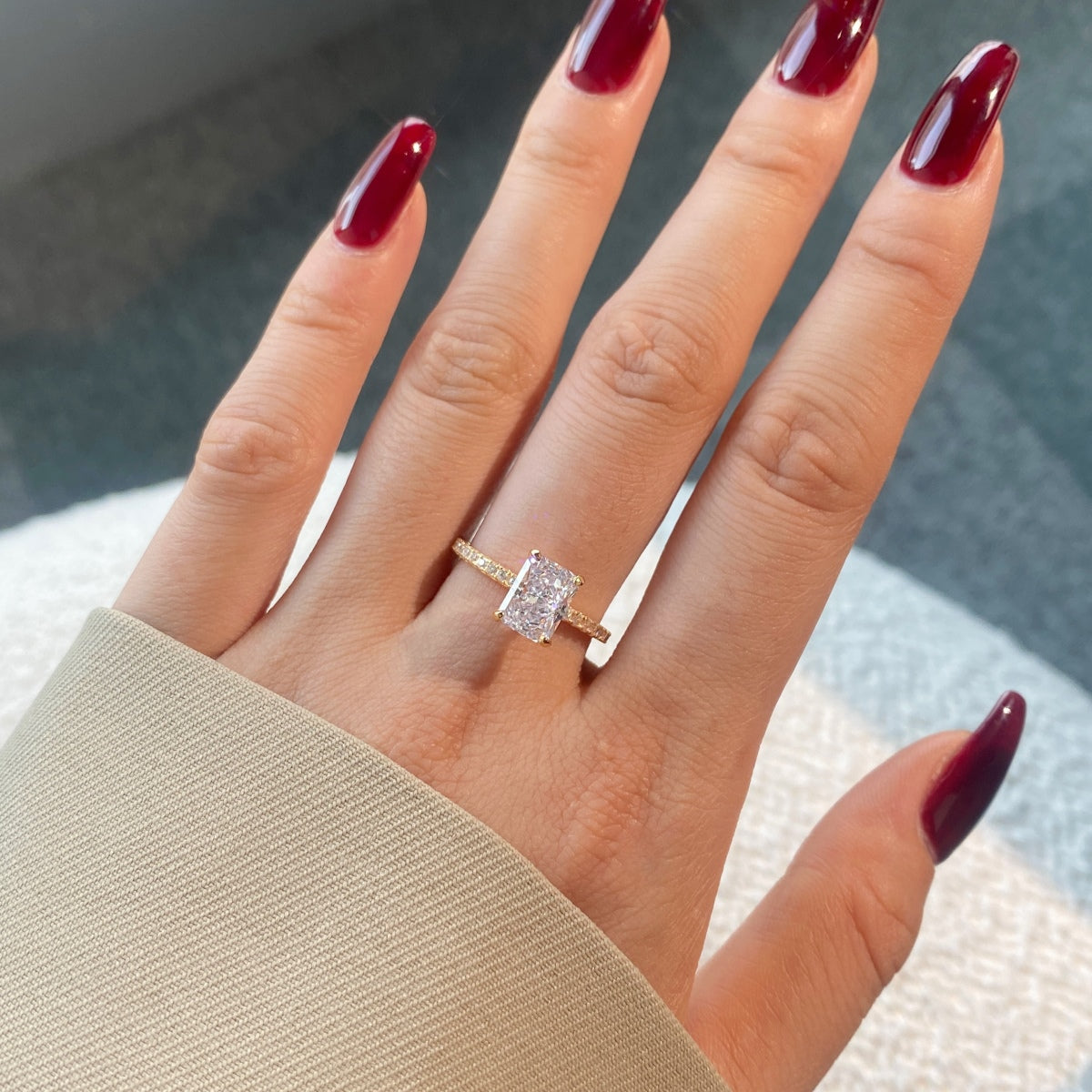 [Elite]2.0 Carat Dazzling Sparkling Radiant Cut Party Ring