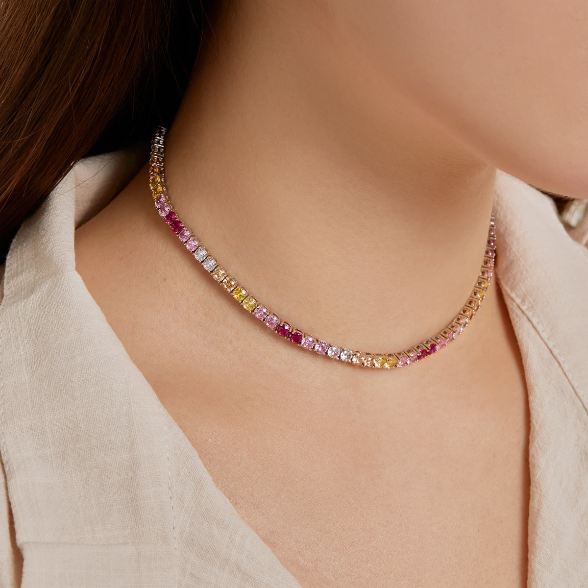 [Elite]Delicate Colorful Tennis Necklace