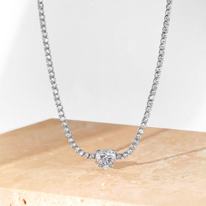 [Elite]2.0 Carat Sparkling Tennis Heart Cut Necklace