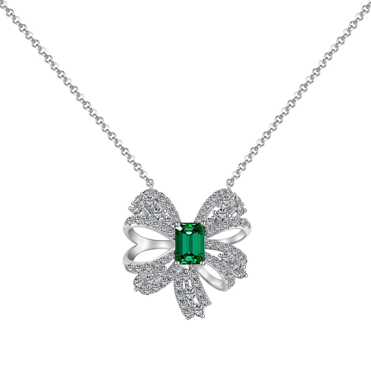 [Elite]Luxurious Flower Shape Emerald Cut Necklace