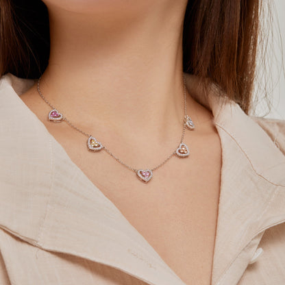 [Elite]Sparkling Five Heart Necklace