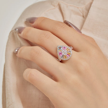 [Elite]Elegant Colorful Water Drop Shape Banquet Ring