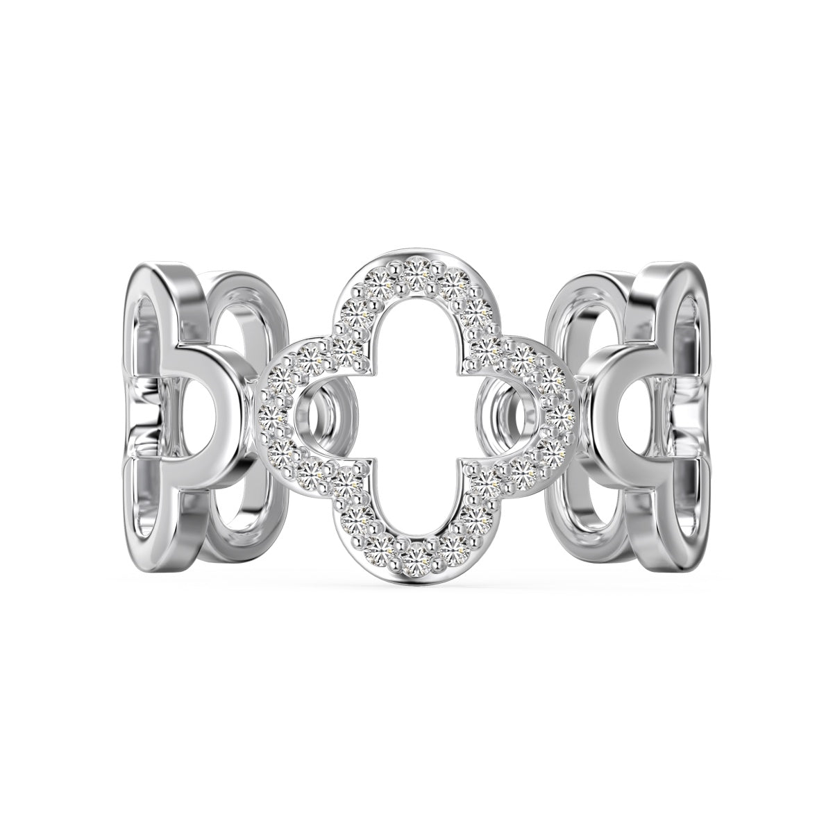 [Elite]Hollow Design Four-Leaf Clover Flower Shape Ring