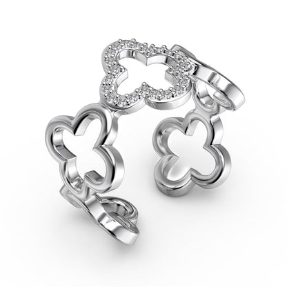 [Elite]Hollow Design Four-Leaf Clover Flower Shape Ring