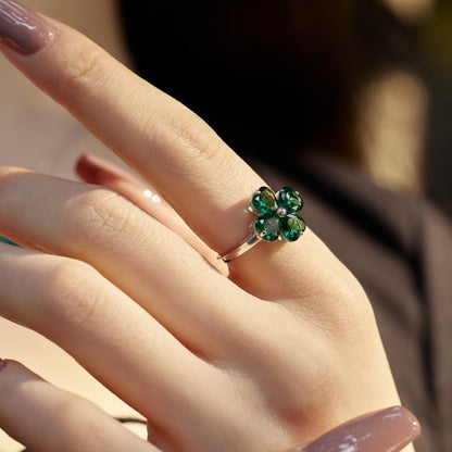 [Elite]Heart-shaped Four-Leaf Clover Ball Ring