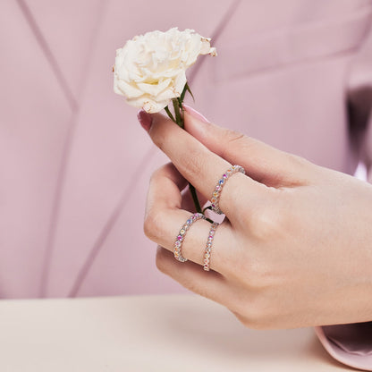 [Elite]Sparkling Colorful Round Cut Tennis Ring