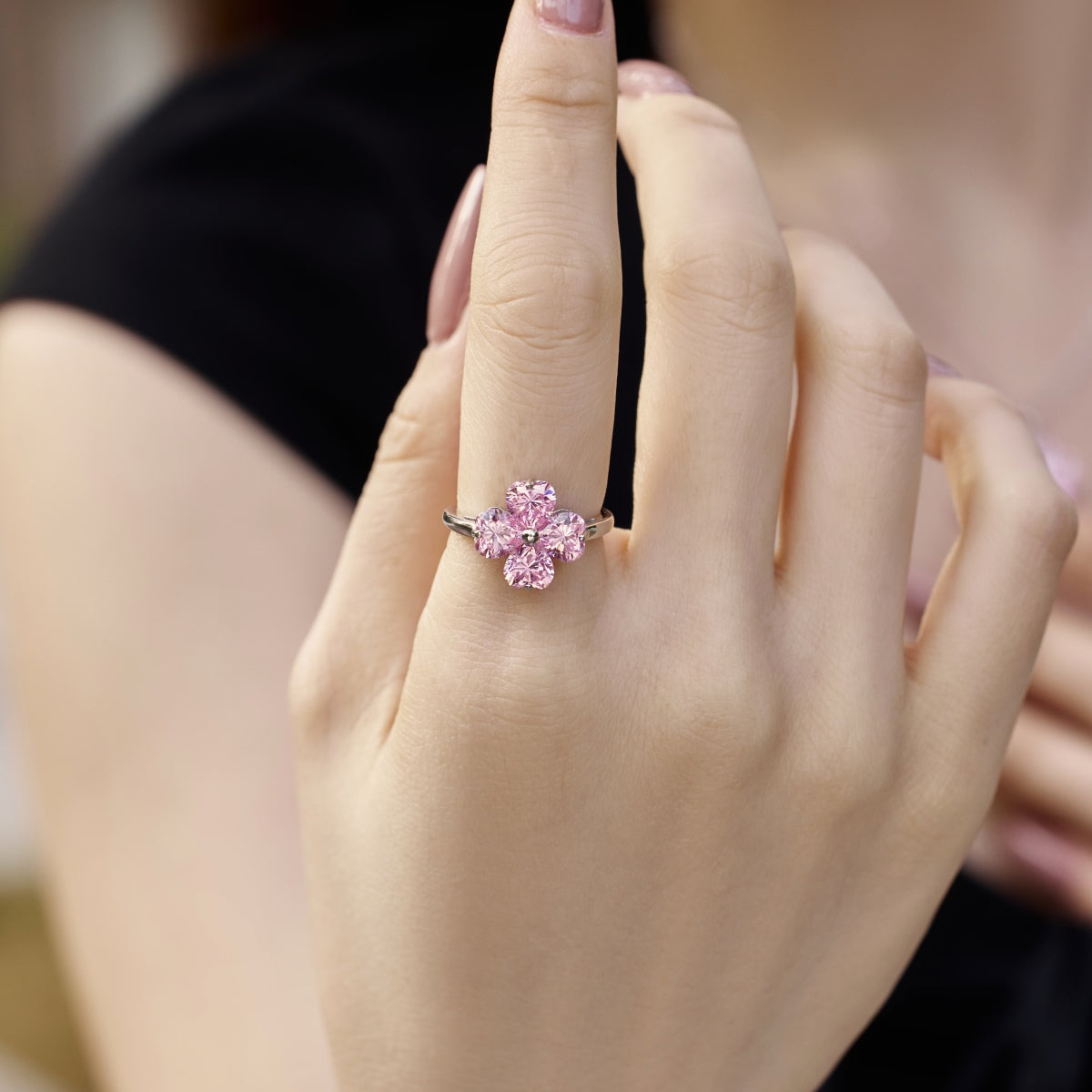 [Elite]Heart-shaped Four-Leaf Clover Ball Ring