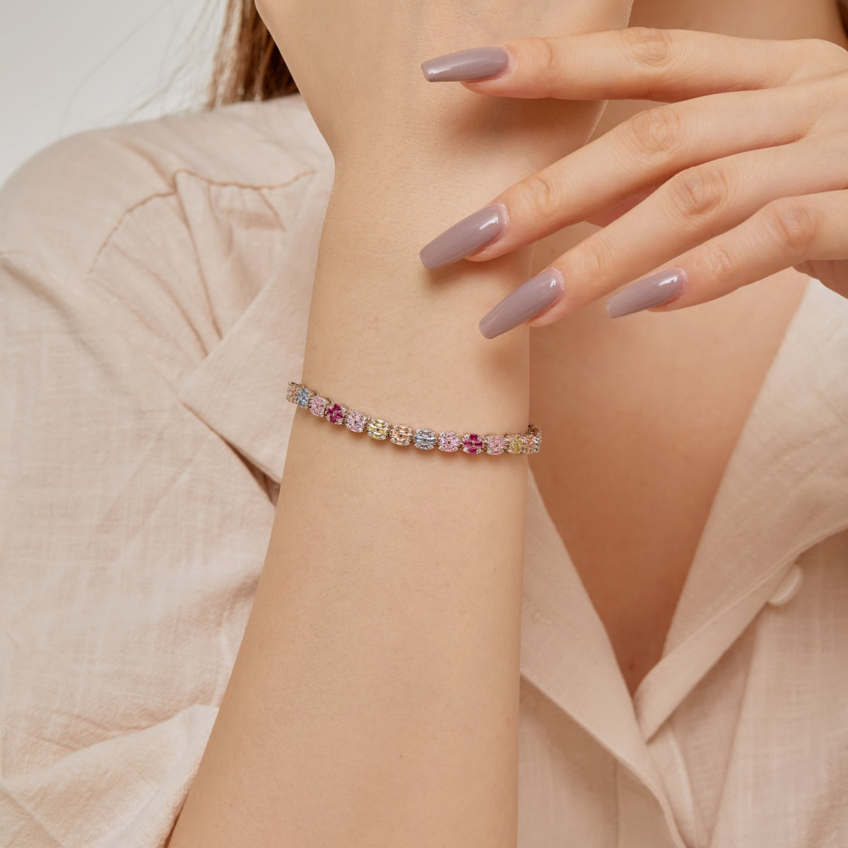 [Elite]Delicate Colorful Emerald Cut Daily Bracelet