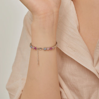 [Elite]Delicate Colorful Emerald Cut Daily Bracelet