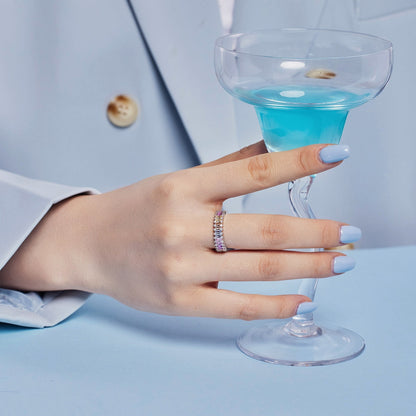 [Elite]Splashy Ornate Emerald Cut Cocktail Ring