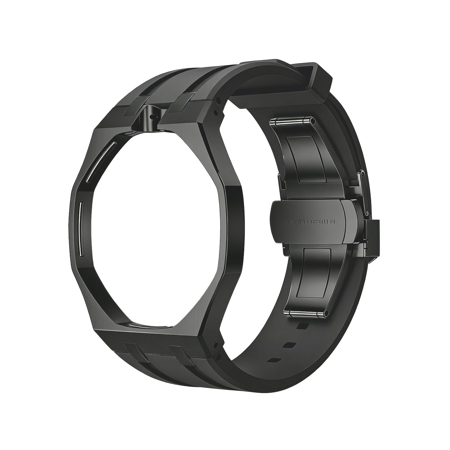 Oak Pop Black Steel Silicone Strap
