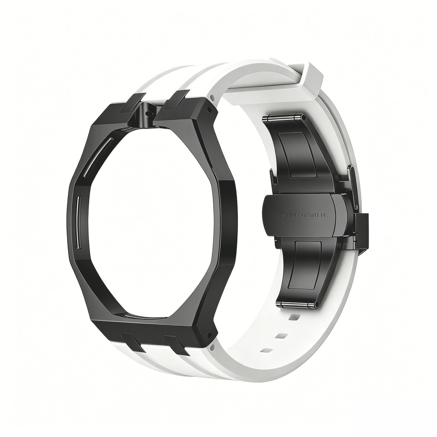 Oak Pop Black Steel Silicone Strap