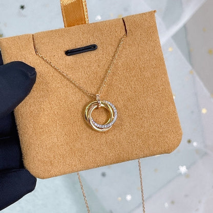 [Elite]TRINITY NECKLACE SILVER GOLD PINK GOLD DIAMONDS