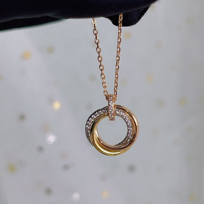 [Elite]TRINITY NECKLACE SILVER GOLD PINK GOLD DIAMONDS