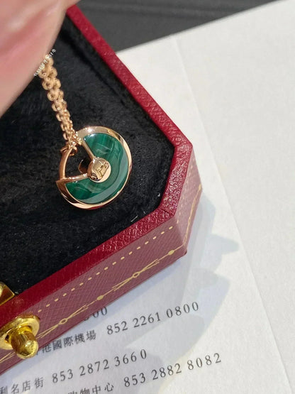 [Elite]AMULETTE ROSE GOLD MALACHITE NECKLACE