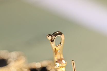 [Elite]CLOVER EARRINGS GOLD ONYX MOP 3 MOTIF