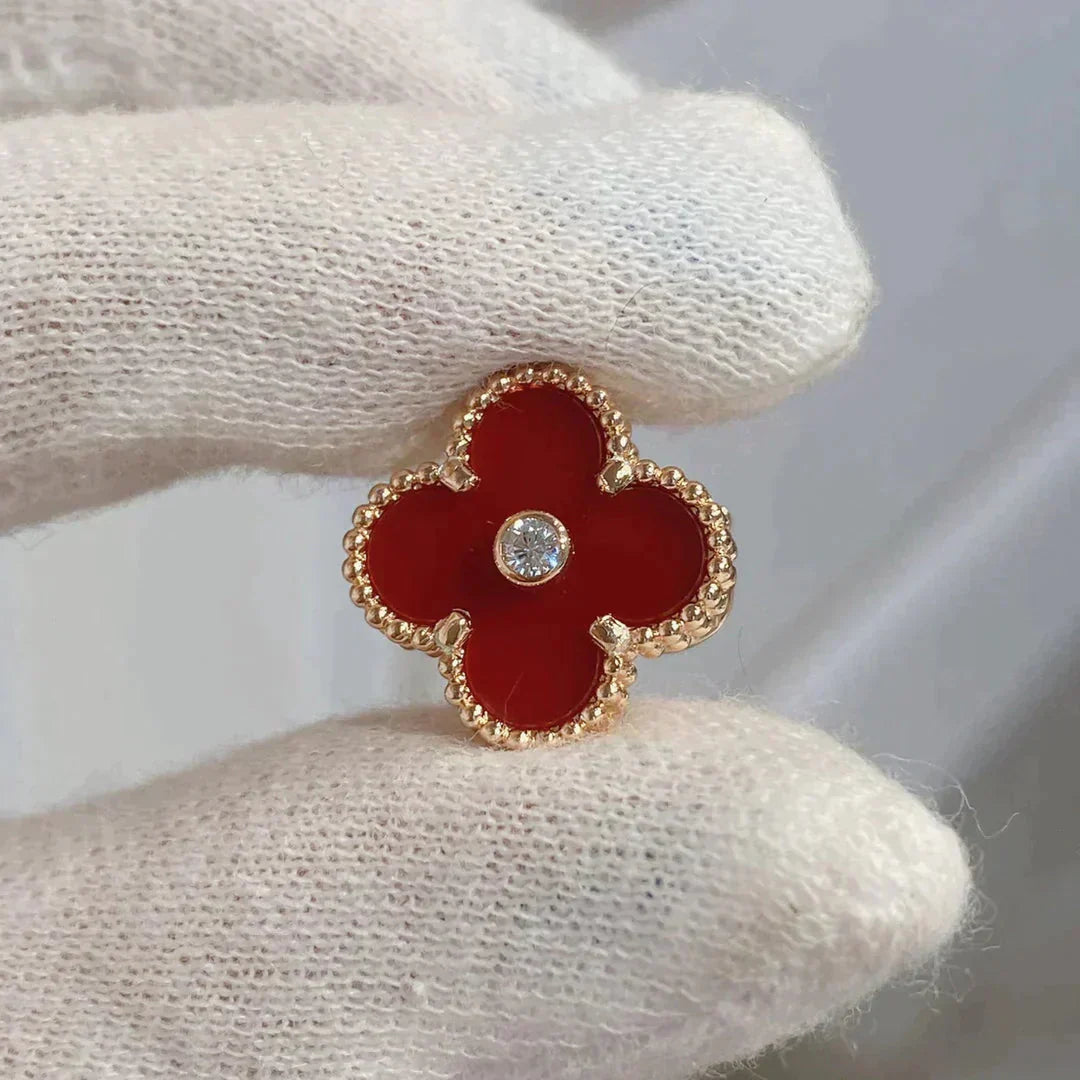 [Elite]CLOVER MEDIUM 1 MOTIFS CARNELIAN  DIAMOND earrings