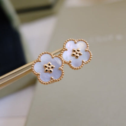 [Elite]LUCKY PINK GOLD WHITE MOP EARRINGS