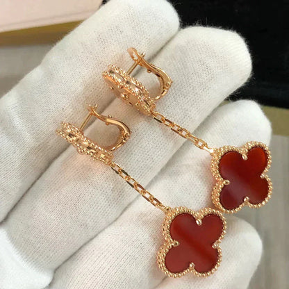 [Elite]CLOVER 2 MOTIF  LASER CARNELIAN EARRINGS