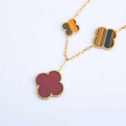 [Elite]CLOVER BRACELET 5 MOTIFS CARNELIAN TIGER EYE