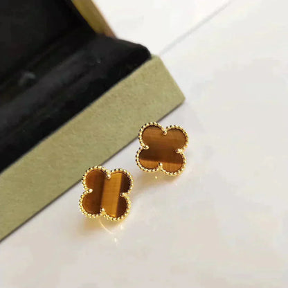 [Elite]CLOVER MEDIUM 1 MOTIFS TIGER EYE EARRINGS