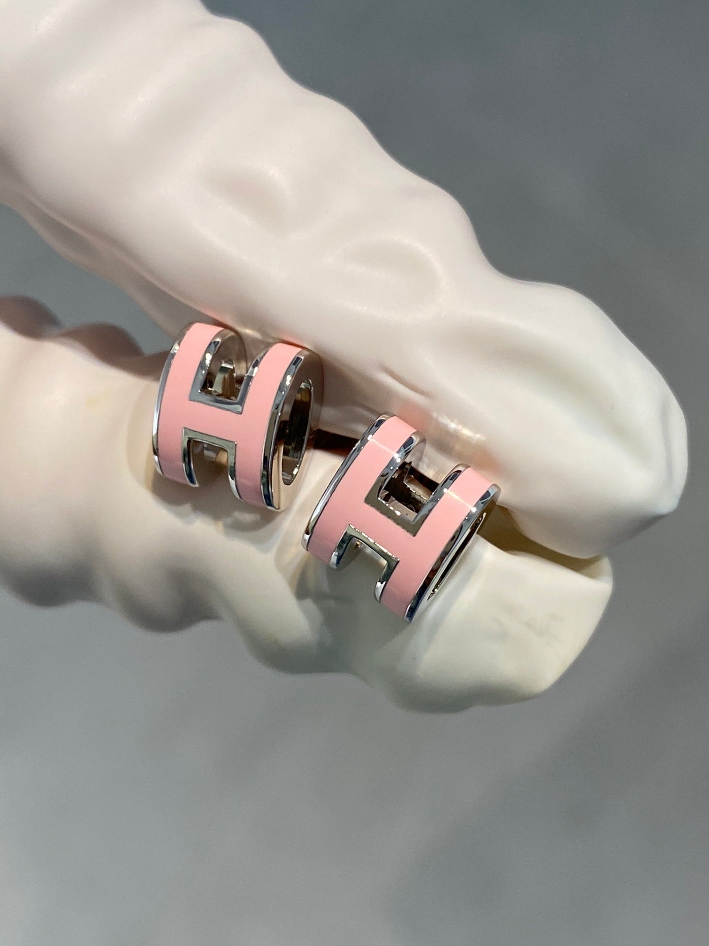[Elite]MINI POP H SILVER EARRINGS PINK