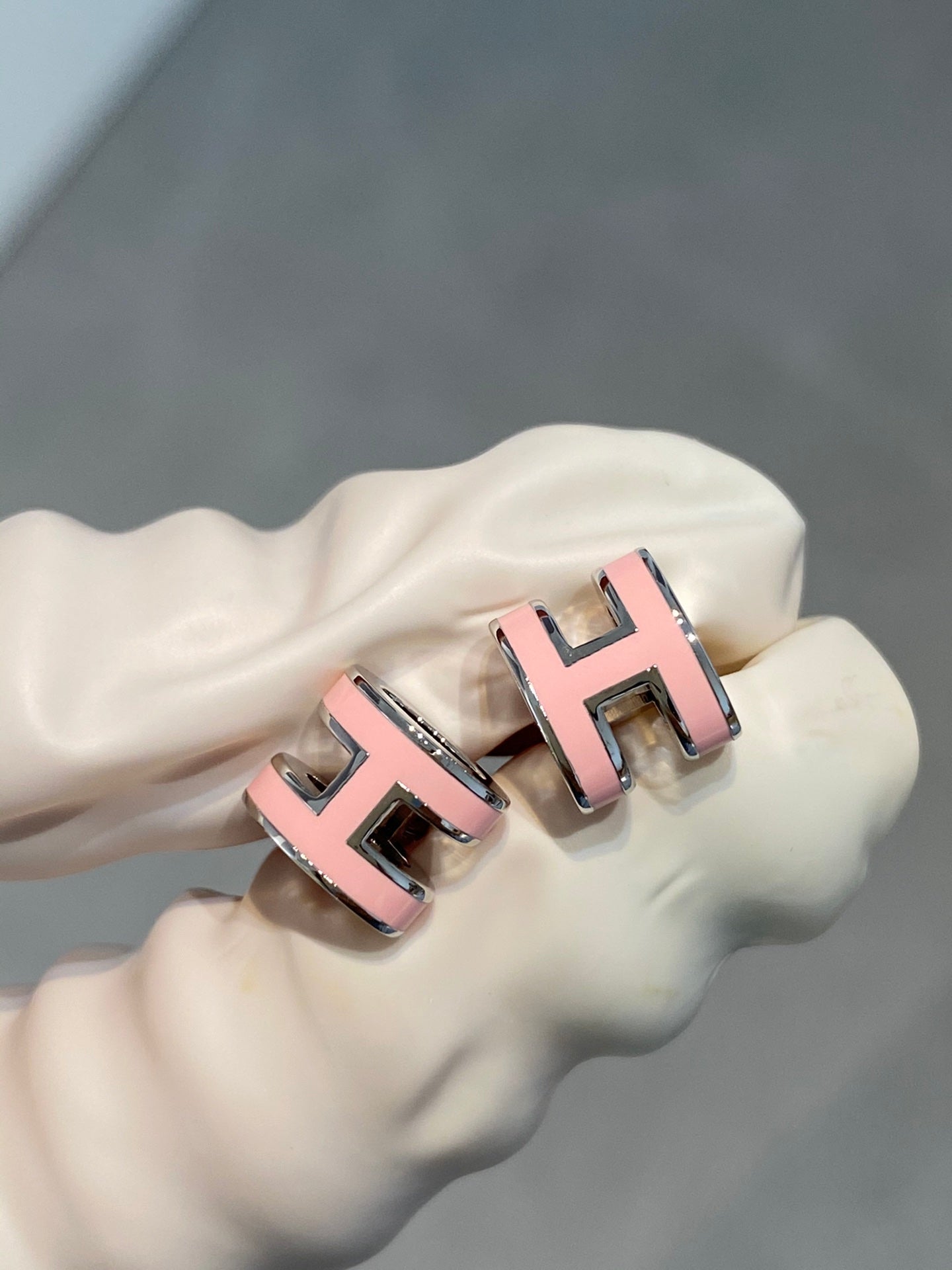 [Elite]MINI POP H SILVER EARRINGS PINK
