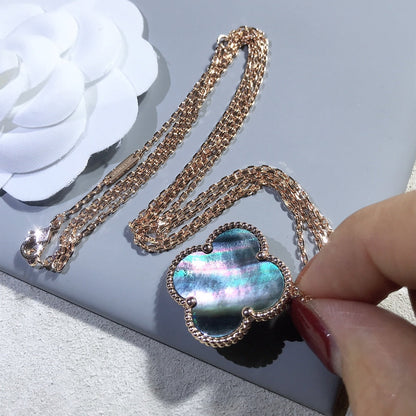[Elite]CLOVER 25MM GOLD DARK MOP BIG CLOVER NECKLACE