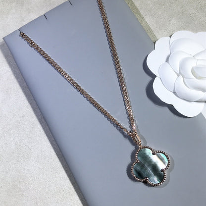 [Elite]CLOVER 25MM GOLD DARK MOP BIG CLOVER NECKLACE