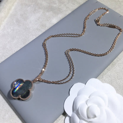 [Elite]CLOVER 25MM GOLD DARK MOP BIG CLOVER NECKLACE
