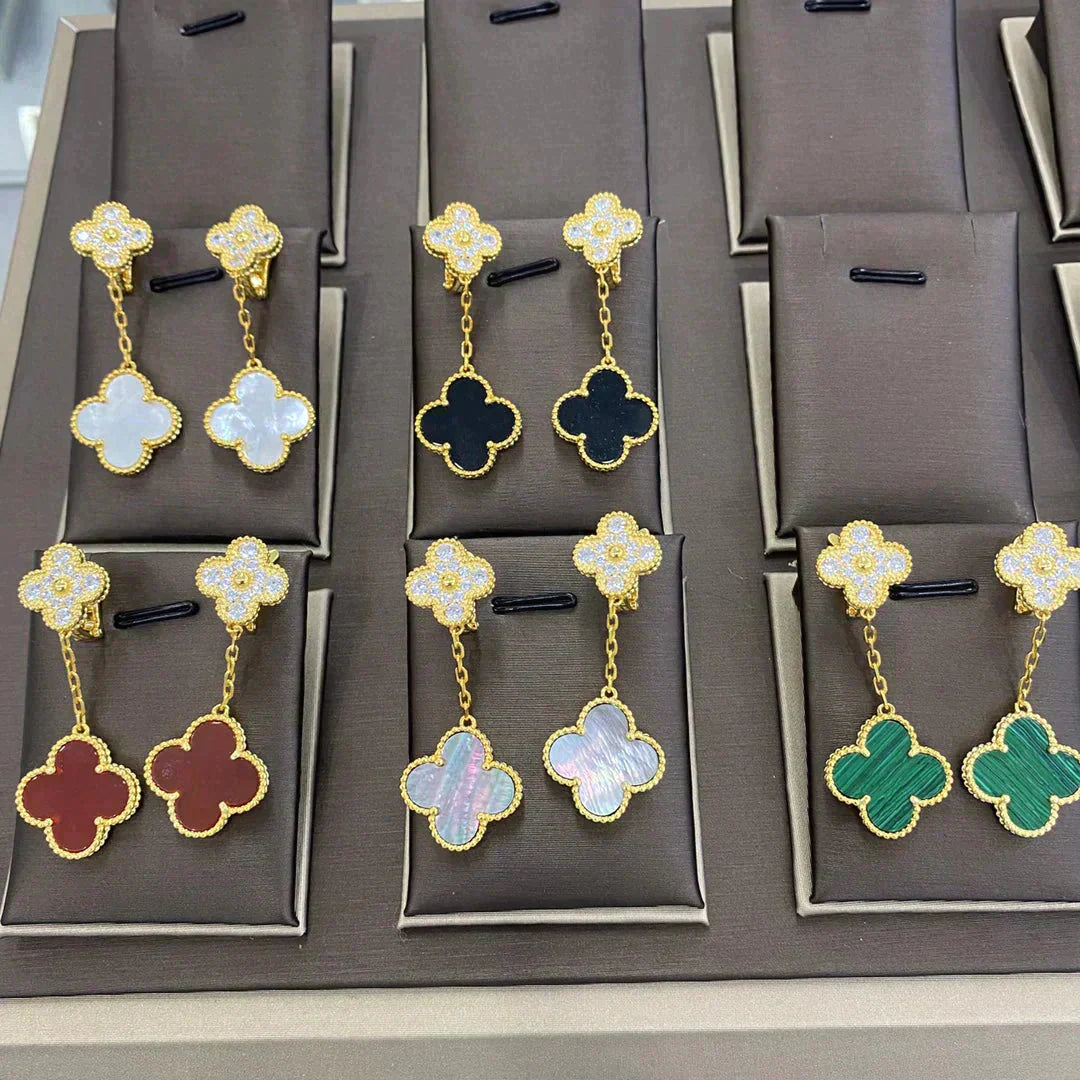 [Elite]CLOVER  2 MOTIFS  DIAMOND  EARRINGS (MULTIPLE CHOICESç´
