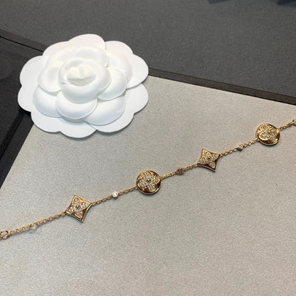 [Elite]STAR AND SUN 4 MOTIFS GOLD DIAMONDS BRACELET