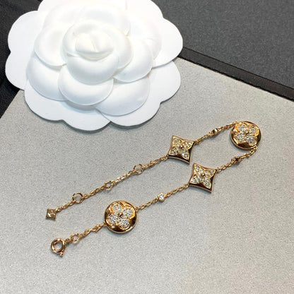 [Elite]STAR AND SUN 4 MOTIFS GOLD DIAMONDS BRACELET