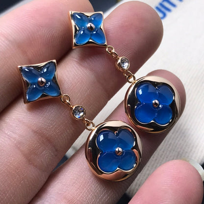 [Elite]STAR AND SUN AGATE DIAMOND EARRINGS
