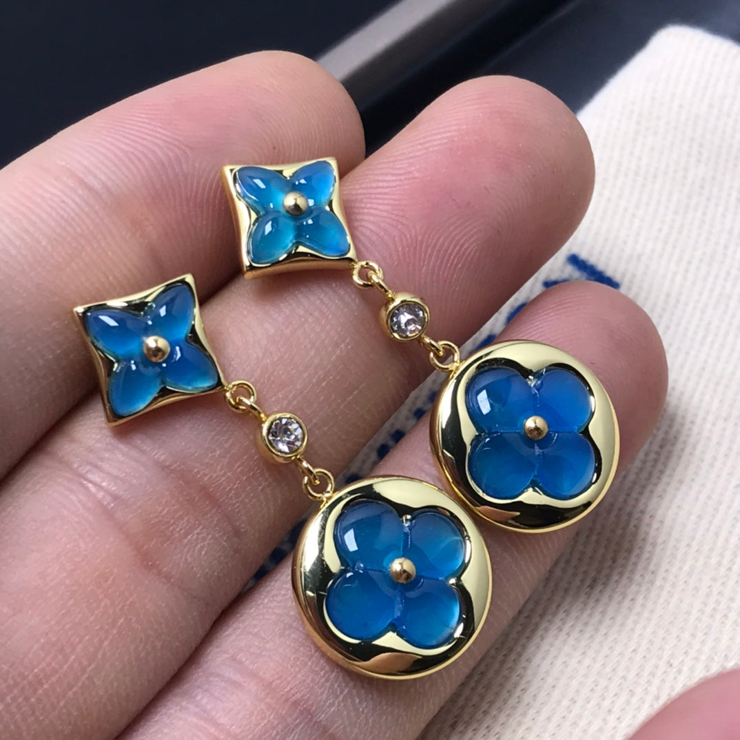 [Elite]STAR AND SUN AGATE DIAMOND EARRINGS