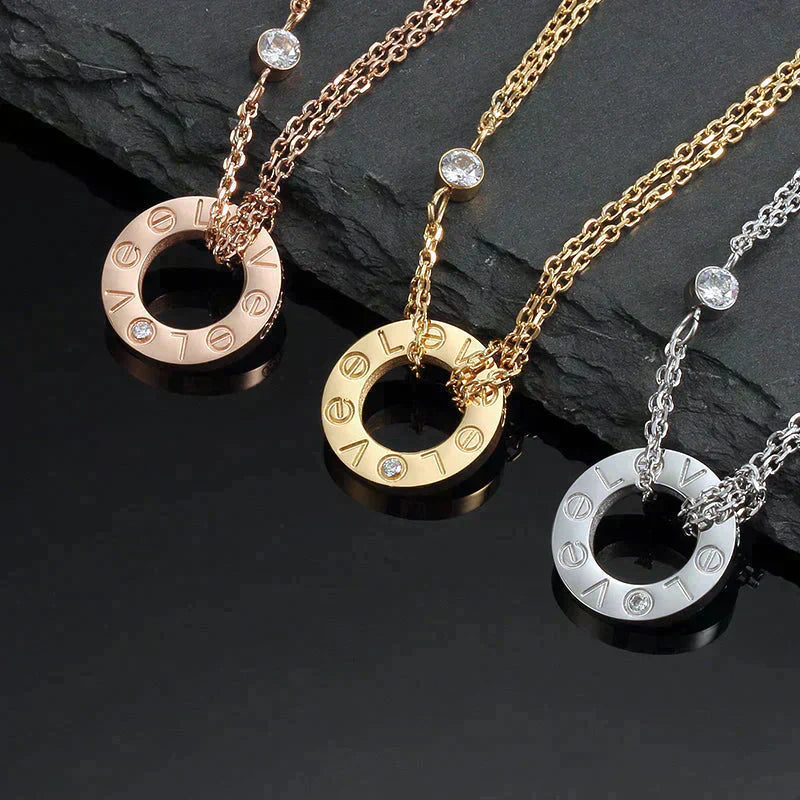 [Elite]LOVE NECKLACE 16MM 2 DIAMONDS