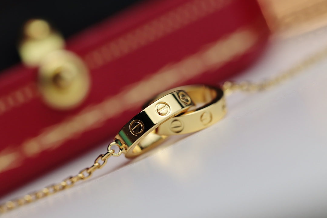 [Elite]LOVE NECKLACE DOUBLE RING GOLD