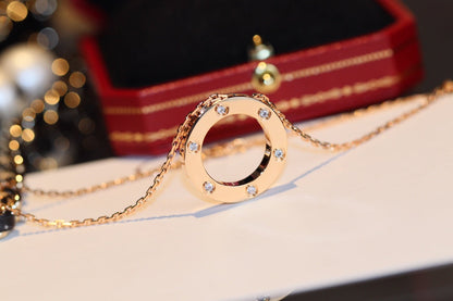 [Elite]LOVE NECKLACE 16MM 6 DIAMONDS PINK GOLD