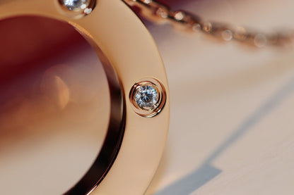 [Elite]LOVE NECKLACE 16MM 6 DIAMONDS PINK GOLD