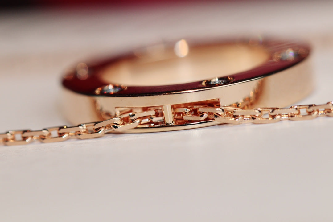 [Elite]LOVE NECKLACE 16MM 6 DIAMONDS PINK GOLD