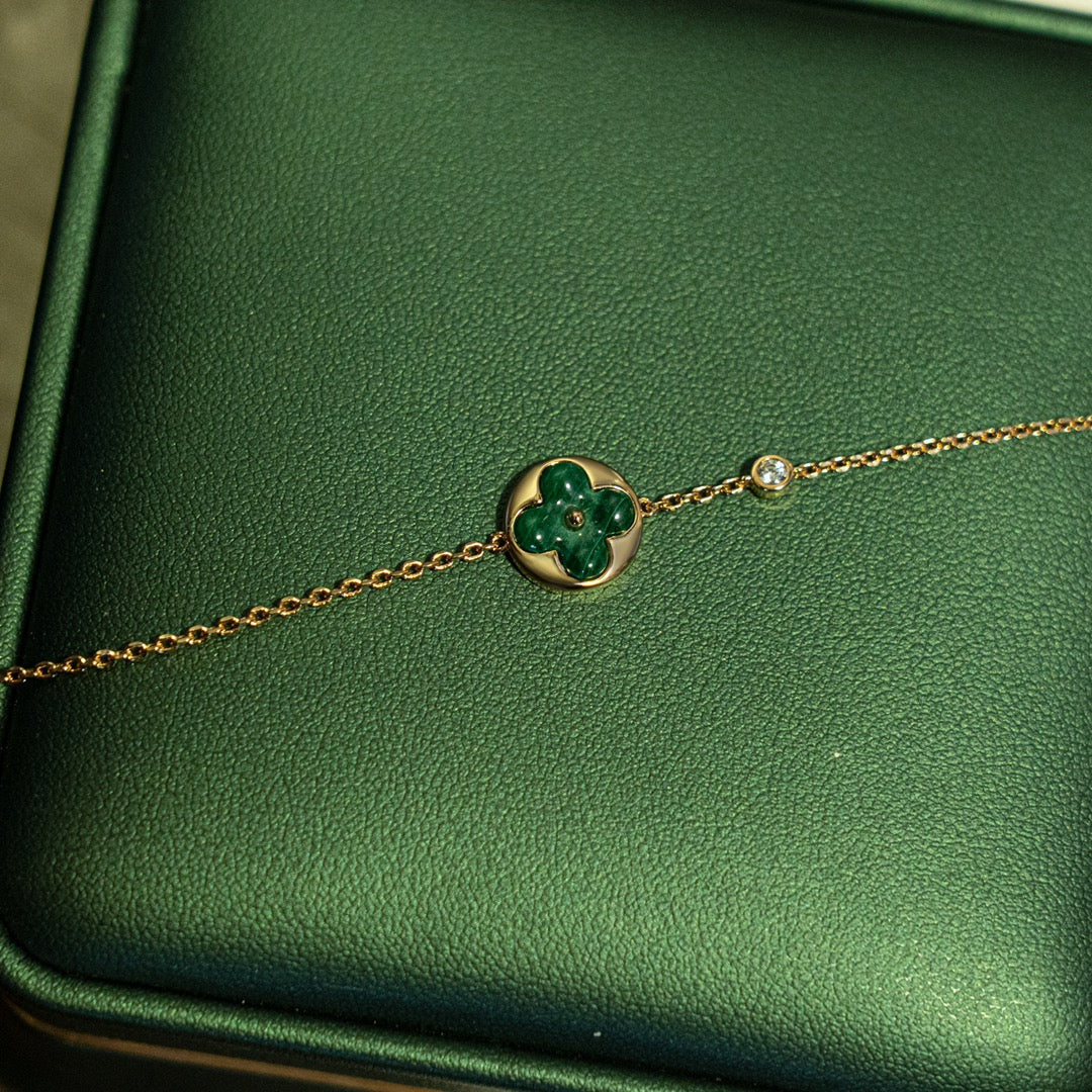 [Elite]SUN MALACHITE 1 DIAMOND PINK GOLD BRACELET