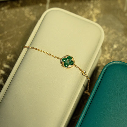 [Elite]SUN MALACHITE 1 DIAMOND PINK GOLD BRACELET