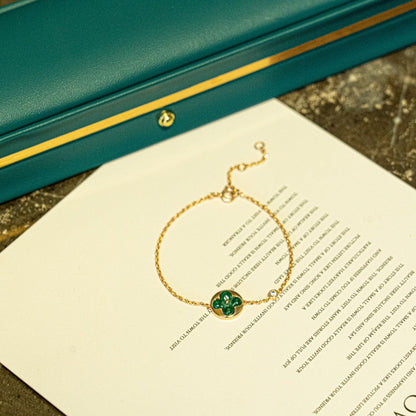 [Elite]SUN MALACHITE 1 DIAMOND PINK GOLD BRACELET