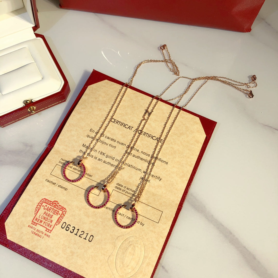 [Elite]JUSTE NECKLACE GOLD RED DIAMONDS