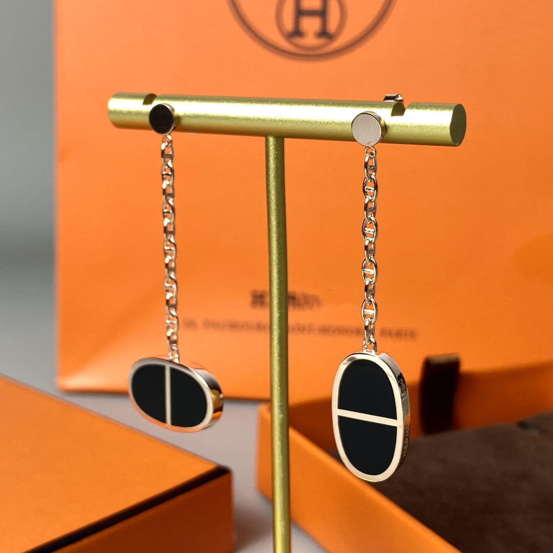 [Elite]CHAINE VERSO BLACK CERAMIC EARRINGS