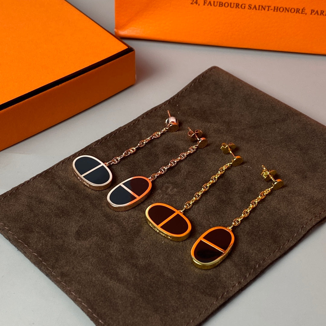 [Elite]CHAINE VERSO BLACK CERAMIC EARRINGS
