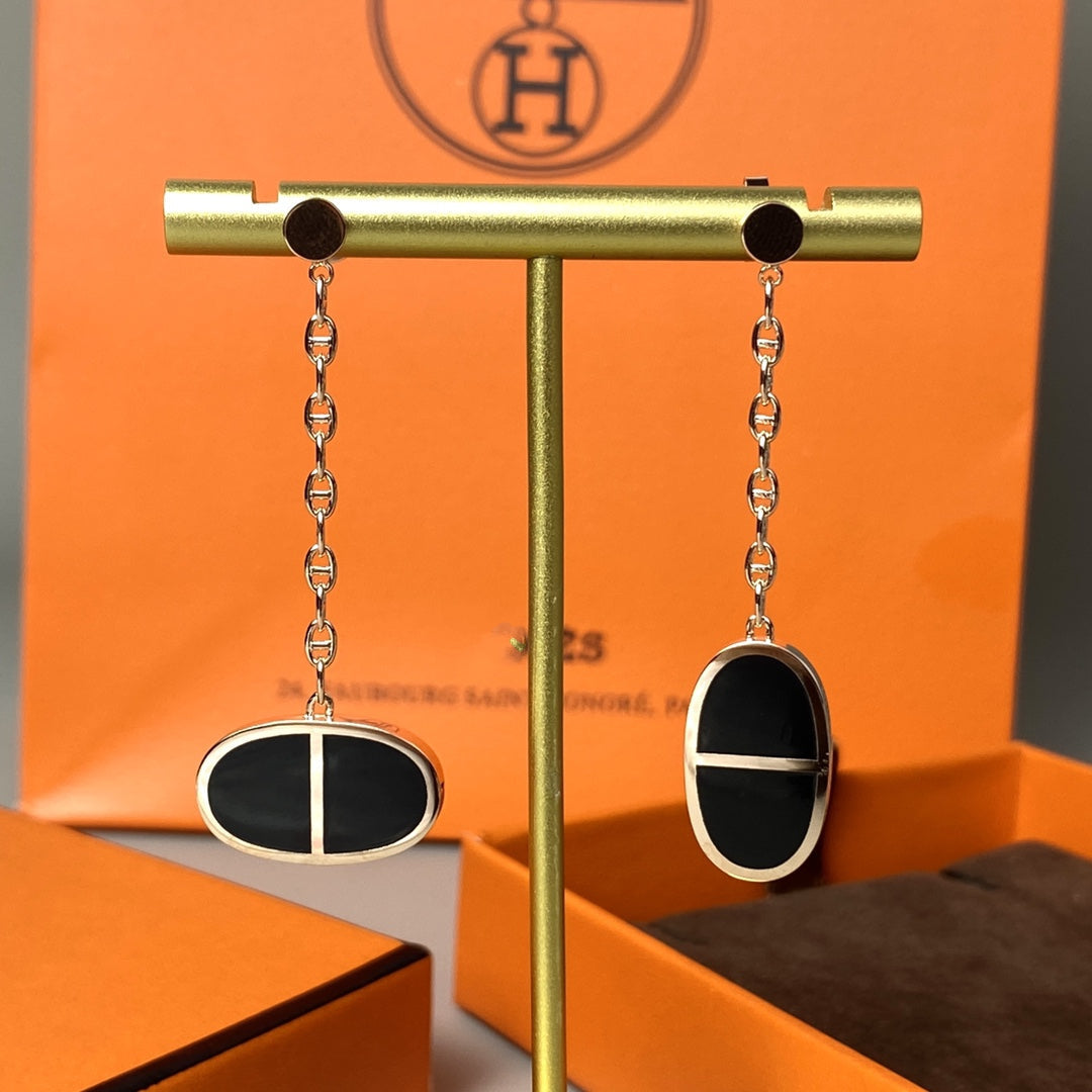 [Elite]CHAINE VERSO BLACK CERAMIC EARRINGS