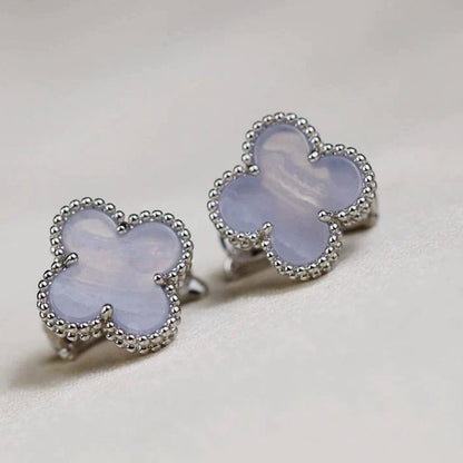 [Elite]CLOVER MEDIUM 1 MOTIFS  WHITE MOP EARRINGS SILVER