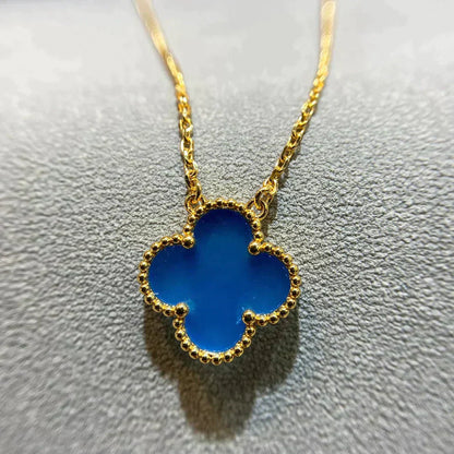 [Elite]CLOVER 15MM BLUE AGATE NECKLACE
